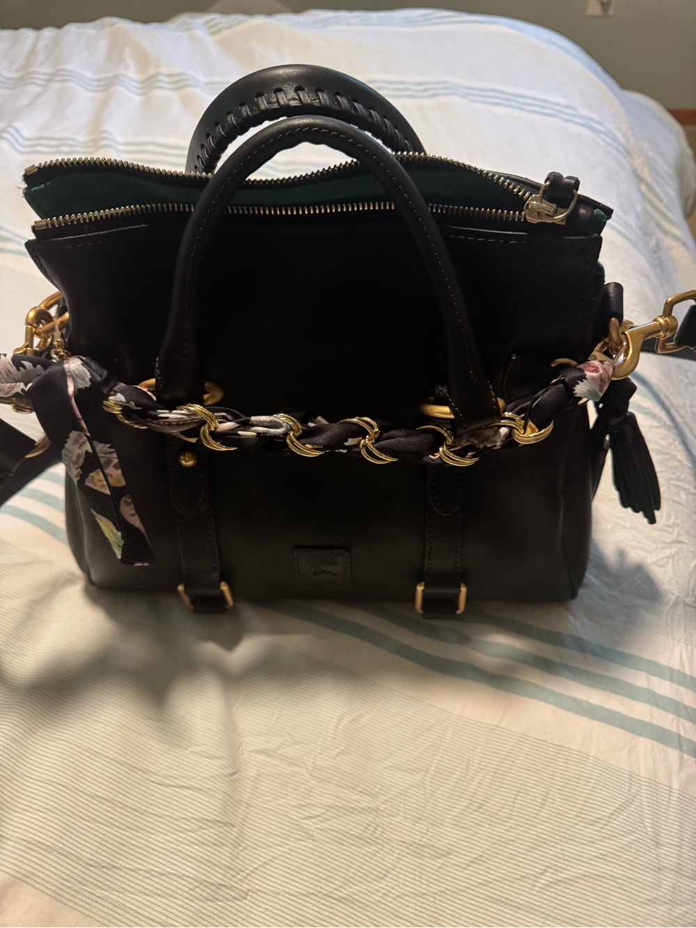 Dooney & Bourke Florentine Satchel - color Black Black with large zip wallet
